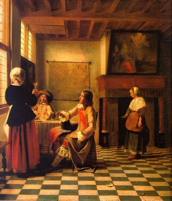 Pieter de Hooch Woman Drinking with Two Men and a Maidservant china oil painting image